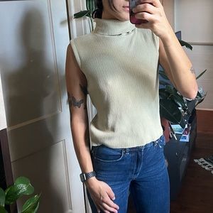y2k Green turtleneck ribbed tank, Absolutely, no size tag, fits like a small